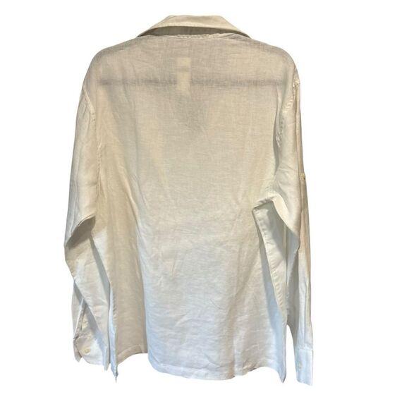 Banana Republic White 100% Linen Long Sleeve Shirt Tunic - Picture 7 of 13